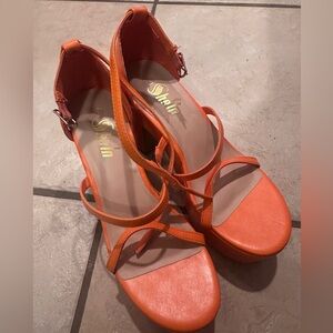 SHEIN Bold Orange Heeled Sandals